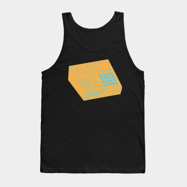 Beat Maker (Blue Jeans Lines + Yellow Orange Drop Shadow) Analog / Music Tank Top by Analog Digital Visuals